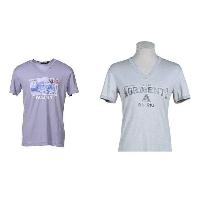 Lot Of 2 Dolce Gabbana Mens Size 50/Large Fitted V-Neck T-Shirts Made In Italy!